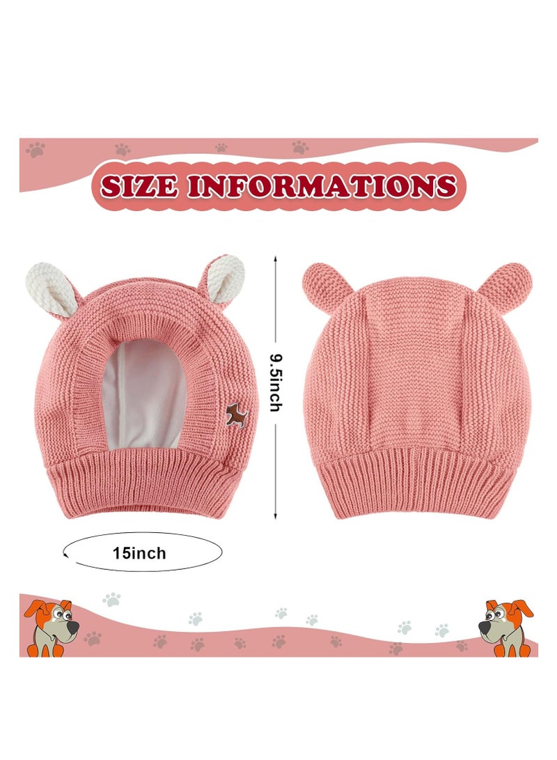 نجوى قبعات الكلاب المحبوكة، آذان الحيوانات الأليفة، غطاء دافئ للأذن للكلاب، حماية من الضوضاء، سدادات أذن للكلاب، قبعة شتوية للكلاب، وشاح للكلاب، غطاء رأس على شكل أرنب للكلاب المتوسطة إلى الكبيرة، القطط والحيوانات الأليفة (وردي) - Image 3