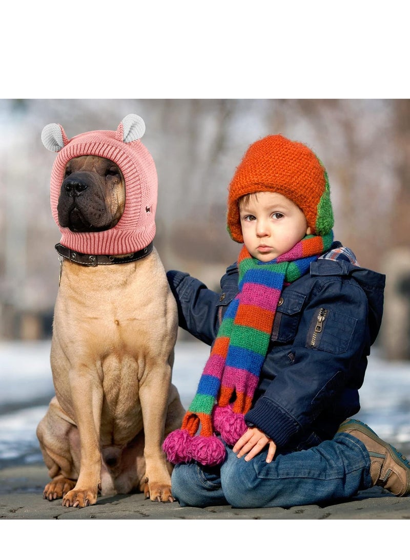 نجوى قبعات الكلاب المحبوكة، آذان الحيوانات الأليفة، غطاء دافئ للأذن للكلاب، حماية من الضوضاء، سدادات أذن للكلاب، قبعة شتوية للكلاب، وشاح للكلاب، غطاء رأس على شكل أرنب للكلاب المتوسطة إلى الكبيرة، القطط والحيوانات الأليفة (وردي) - Image 5