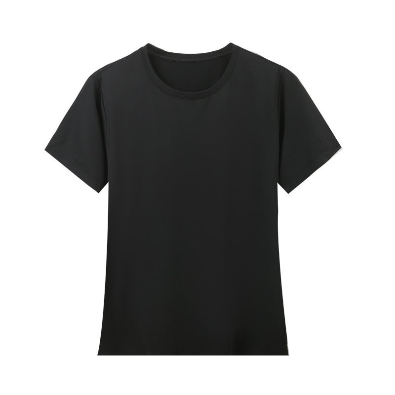 Style Breathable Elastic Ice Silk Quick-Drying Short-Sleeved T-Shirt Men'S And Women'S Couples Thin Round Neck Fitness Sports Top - Image 1