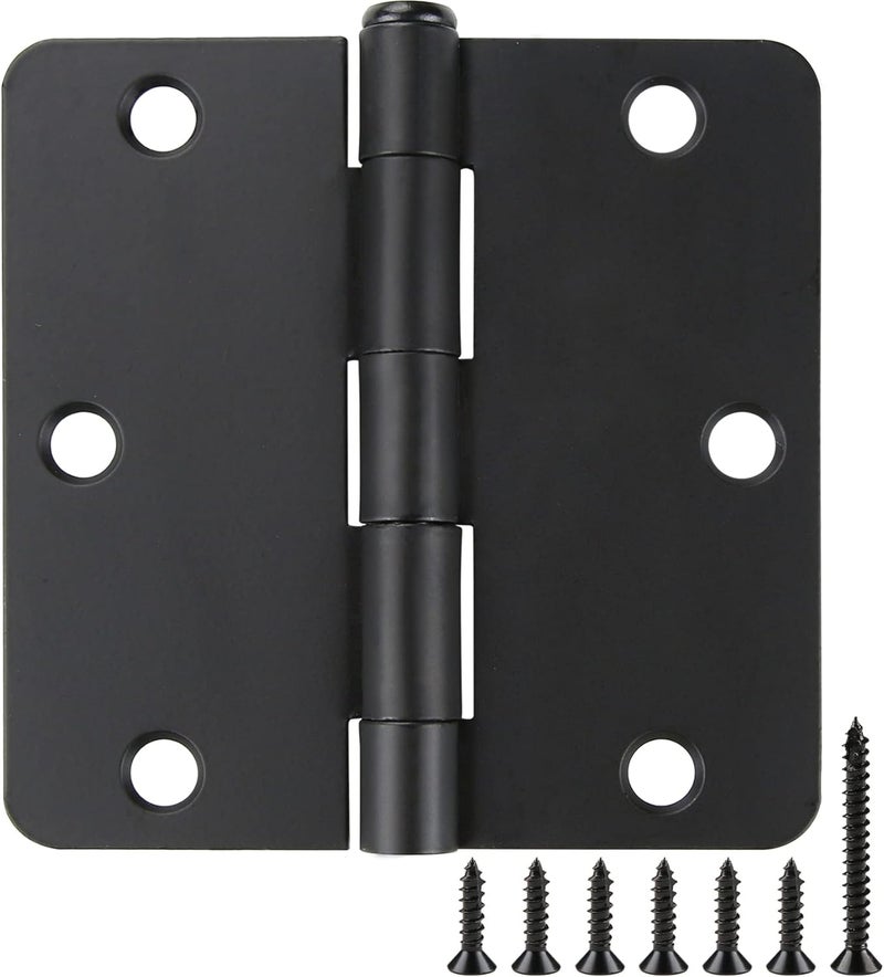 JIW 18 Pack Black Door Hinges Black Matte Black Hinges for Doors 3 1/2 Interior Door Hinges 3.5" x3.5 Inch Hinges Rounded 1/4" Raidus Standard Residential Bedroom Door Hinge Sturdy Door Hardware - Image 1