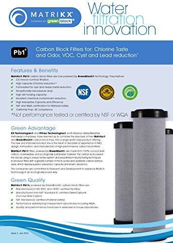 MATRIKX KX 06-250-10-GREEN | 10" Pb1 Carbon Block Filters for Chlorine Taste and Odor, VOC, Cyst and Lead Reduction | KX MatriKX Powered by GREENBLOCK | Replaces 06-250-125-975 - Image 3