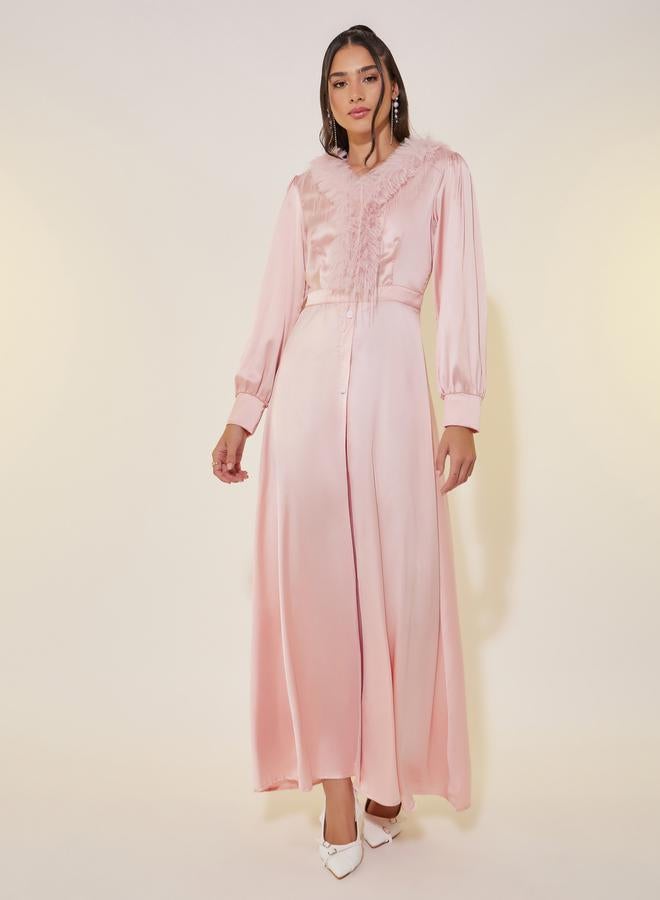 Take Two Feather Trim Maxi Dress - Image 1