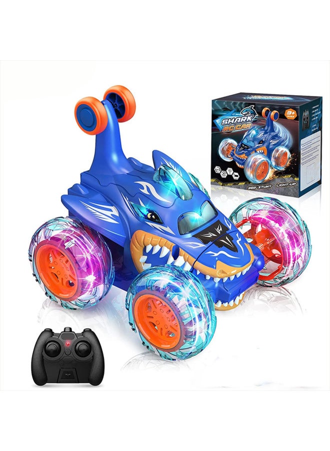 2.4G Batman Remote Control Dump Truck Venom 360 Degree Stunt Rollover Children's Toy F1 Off-road Vehicle-Color:2.4g Light Shark Remote Control Dump Truck--blue  - Image 1