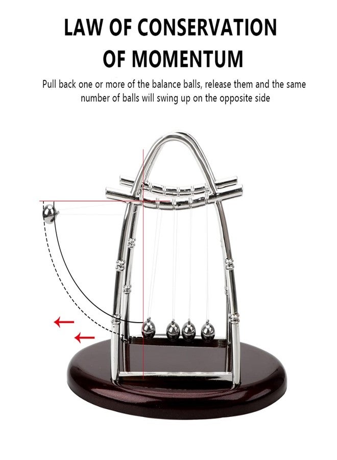 CHEOTIME Newton's Cradle Balance Pendulum, Newton's Cradle Balance Steel Balls Physics Science Pendulum Ornaments Toy Desk - Image 4