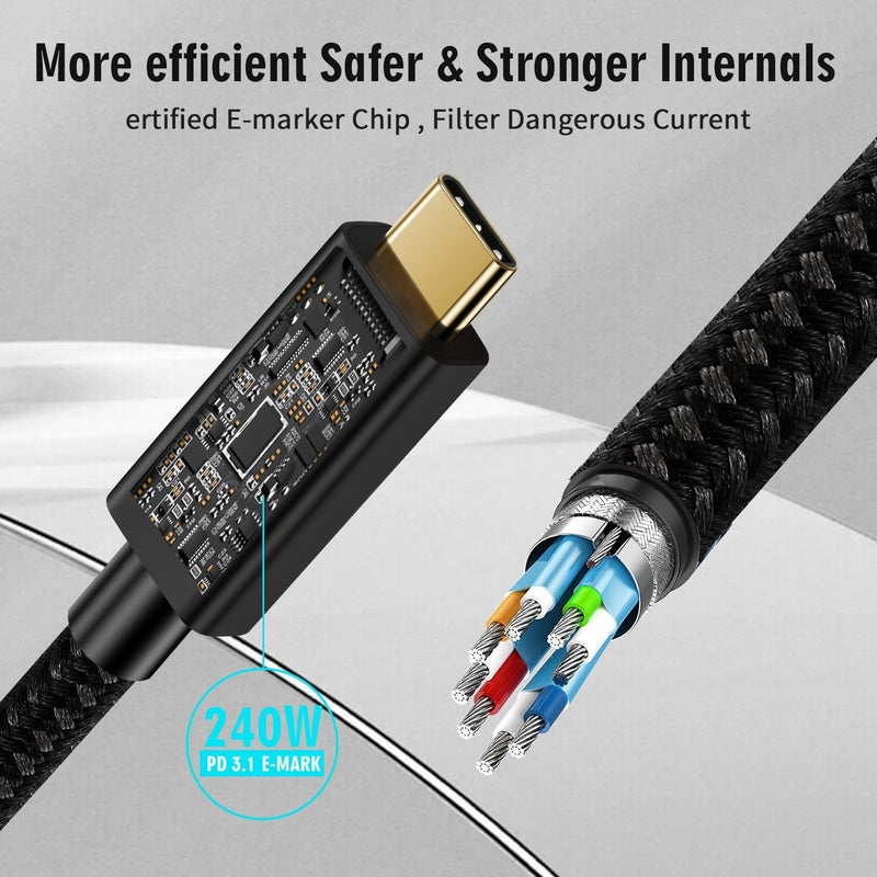 كيبل ديكون كابل USB من النوع C لتمديد Thunderbolt 5 USB 4 فائق السرعة 80 جيجابت في الثانية، شحن سريع بقوة 240 واط، اتصال فيديو فائق الوضوح 16K (Thunderbolt 5 USB 4.0 80 جيجابت في الثانية 1.5 متر) - Image 2