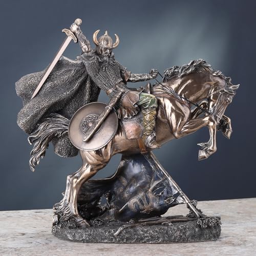 Veronese Design 10 3/8 Inch Viking Warrior Horse Mount Sculpture Cold Cast Resin Bronze Finish Statue - Image 2