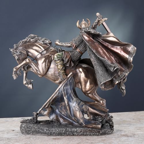 Veronese Design 10 3/8 Inch Viking Warrior Horse Mount Sculpture Cold Cast Resin Bronze Finish Statue - Image 4