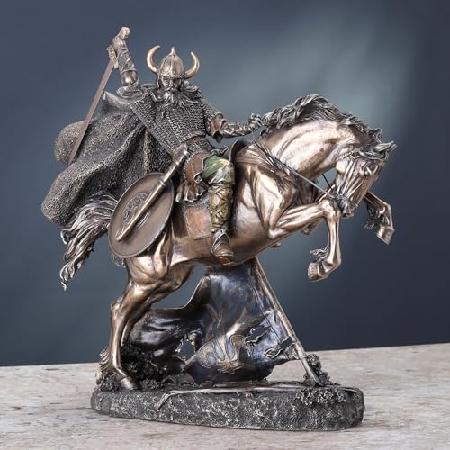 Veronese Design 10 3/8 Inch Viking Warrior Horse Mount Sculpture Cold Cast Resin Bronze Finish Statue - Image 3
