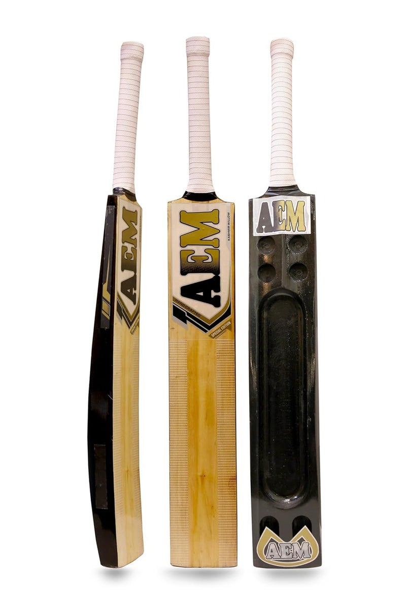 AEM Black Painted Scoop Design Kashmir Willow Cricket Bat (Size : 35 | Double Blade) - Image 1