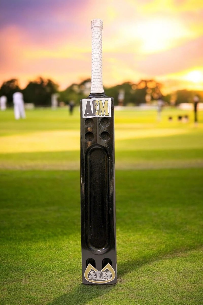 AEM Black Painted Scoop Design Kashmir Willow Cricket Bat (Size : 35 | Double Blade) - Image 3