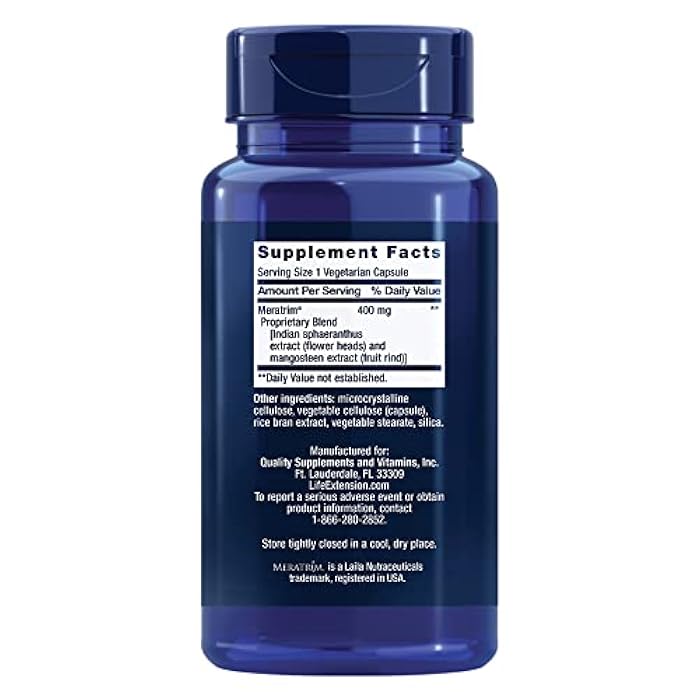 Life Extension Waistline Control™, S. indicus, Mangosteen, Meratrim®, Healthy Weight, Waistline, Non-GMO, Gluten Free, Vegetarian, 60 Capsules - Image 2