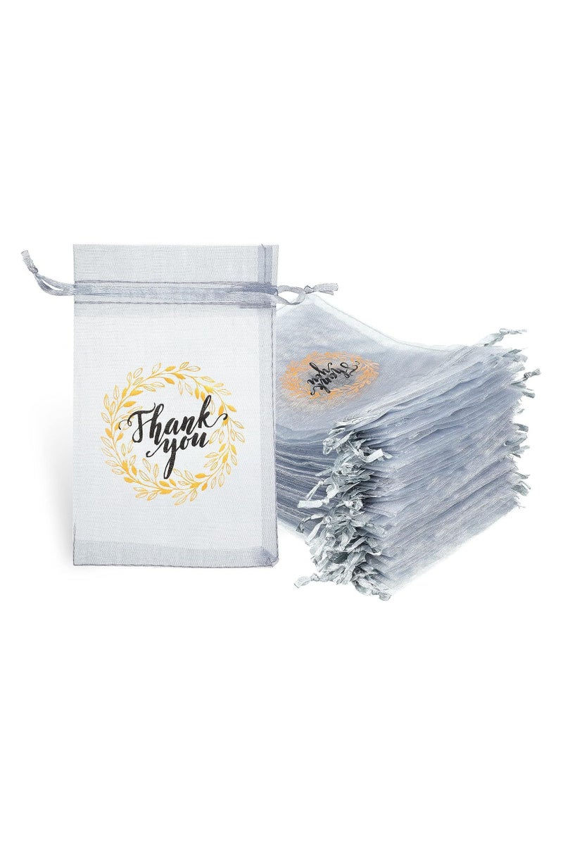 20-Pack Thank You Gift Net Sandbags Jewelry Storage Bags Candy Party Drawstring Bags Grey - Image 1