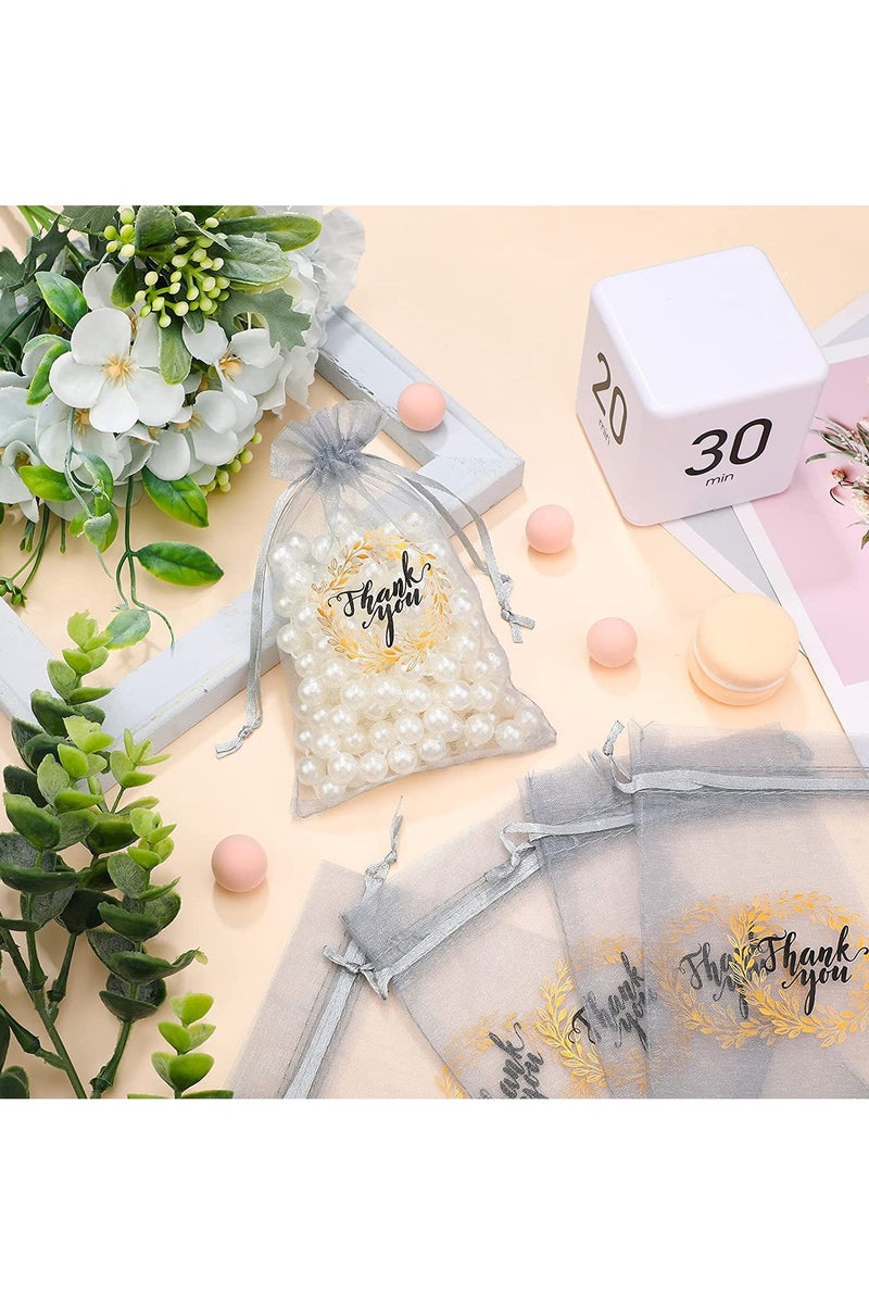 20-Pack Thank You Gift Net Sandbags Jewelry Storage Bags Candy Party Drawstring Bags Grey - Image 3