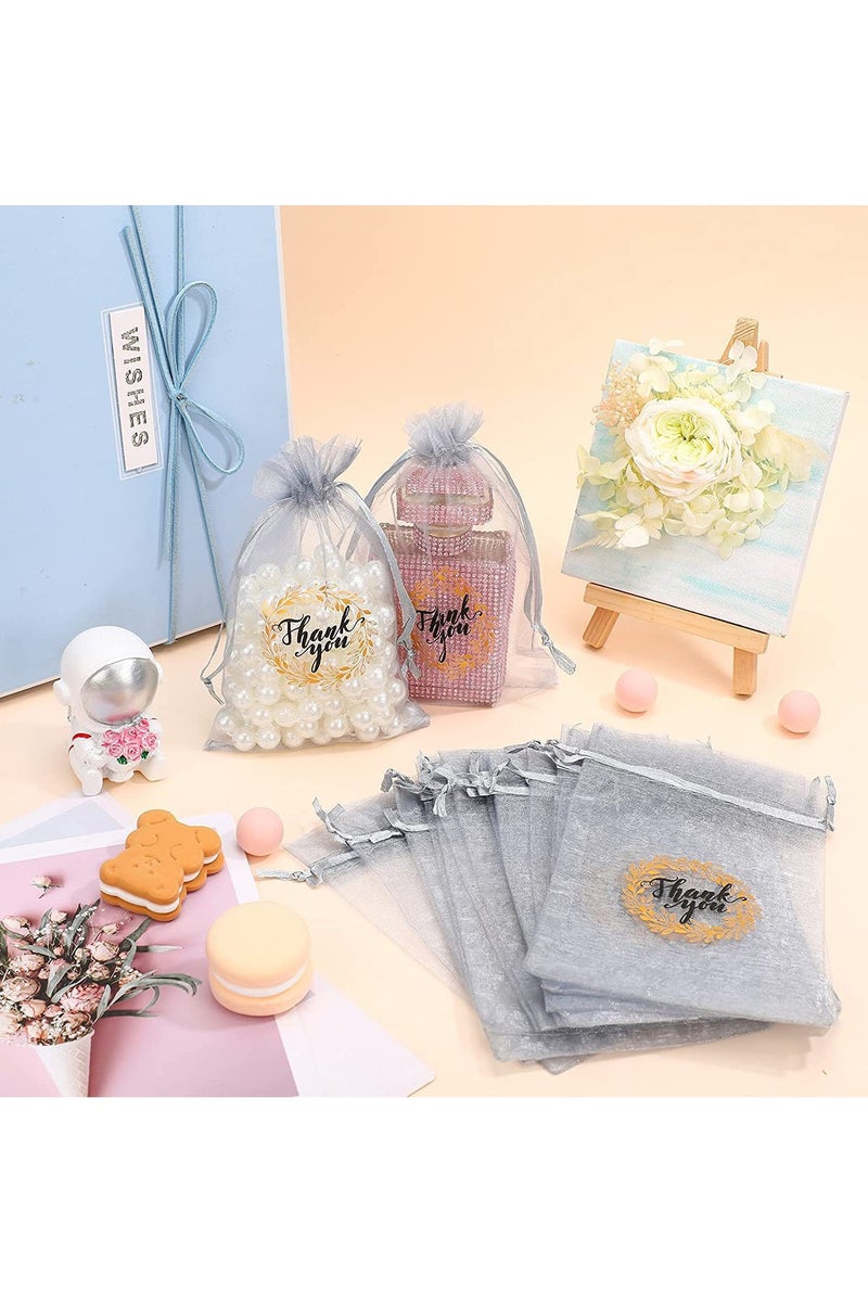 20-Pack Thank You Gift Net Sandbags Jewelry Storage Bags Candy Party Drawstring Bags Grey - Image 2