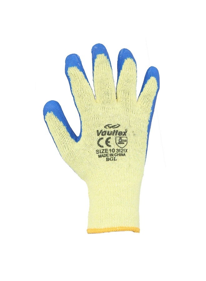Vaultex Vaultex BGL Latex Coated Gloves Blue & Yellow Size XL, 12 Pair/Pack  - Image 1