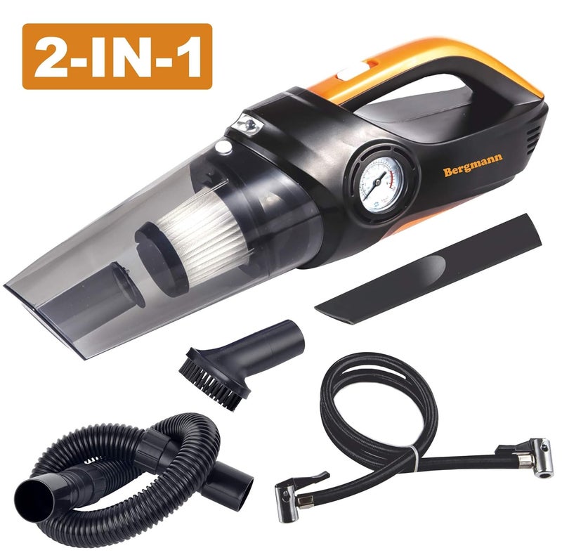 Bergmann Cyclonic 2-in-1 Car HEPA Filter Vacuum Cleaner + Tyre Inflator Typhoon Heavy Duty Metal Car Tyre Inflator (Blue) - Image 2