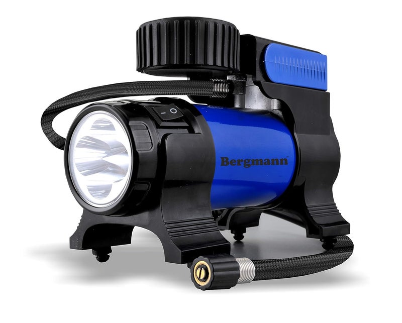 Bergmann Cyclonic 2-in-1 Car HEPA Filter Vacuum Cleaner + Tyre Inflator Typhoon Heavy Duty Metal Car Tyre Inflator (Blue) - Image 5