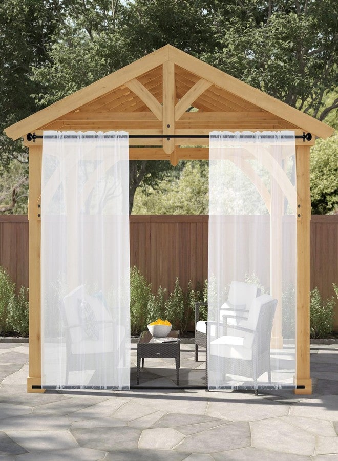 Awnmeow Outdoor Sheer Curtains for Patio Waterproof, 2 Panels Rod Pocket Indoor/Outdoor Voile White Sheer Curtain for Pergola, Porch, Cabana and Gazebo，52 x 84 Inch - Image 2