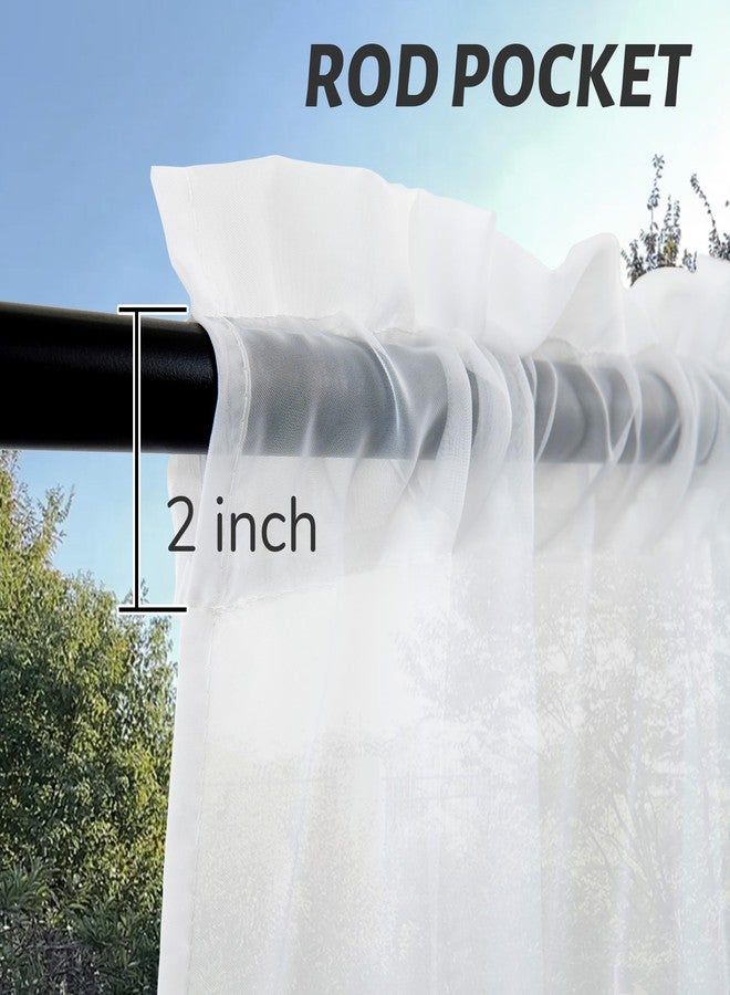 Awnmeow Outdoor Sheer Curtains for Patio Waterproof, 2 Panels Rod Pocket Indoor/Outdoor Voile White Sheer Curtain for Pergola, Porch, Cabana and Gazebo，52 x 84 Inch - Image 3
