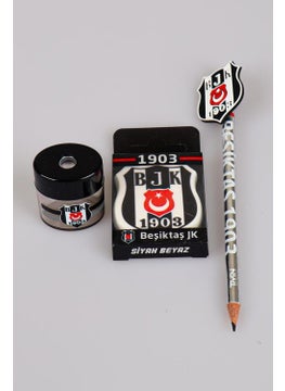 Beşiktaş Licensed Coat of Arms Figured Pencil, Eraser and Sharpener Set 