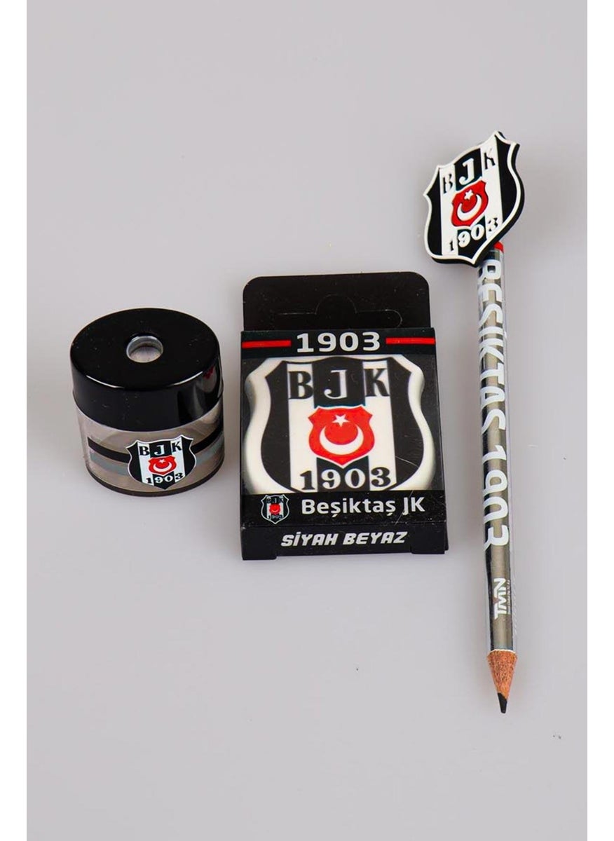Beşiktaş - Licensed Coat of Arms Figured Pencil, Eraser and Sharpener Set - Image 1