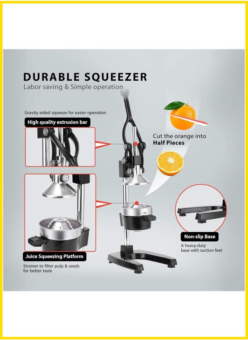 Toshionics - Professional Manual Metal Hand Citrus Juicer Lemon Squeezer With Lever Lime Orange Pomegranate Grapefruit Fresh Healthy Large Juice Presser Extractor Machine For Commercial And Household - Image 1
