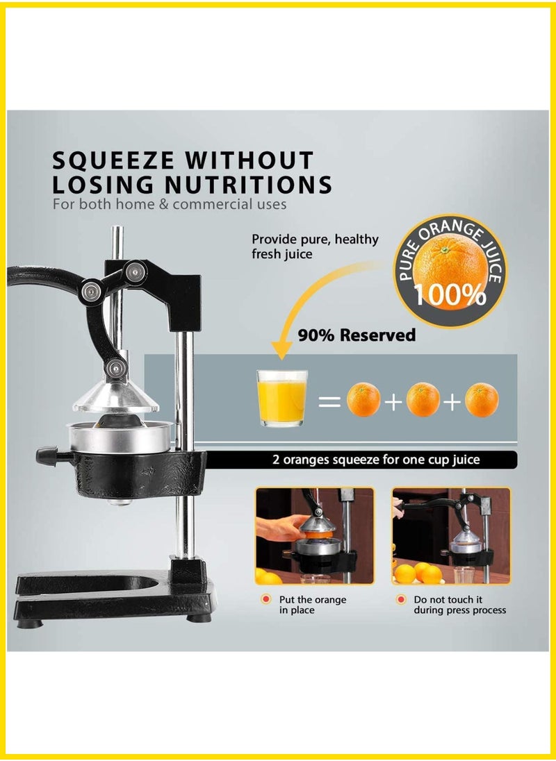 Toshionics - Professional Manual Metal Hand Citrus Juicer Lemon Squeezer With Lever Lime Orange Pomegranate Grapefruit Fresh Healthy Large Juice Presser Extractor Machine For Commercial And Household - Image 1