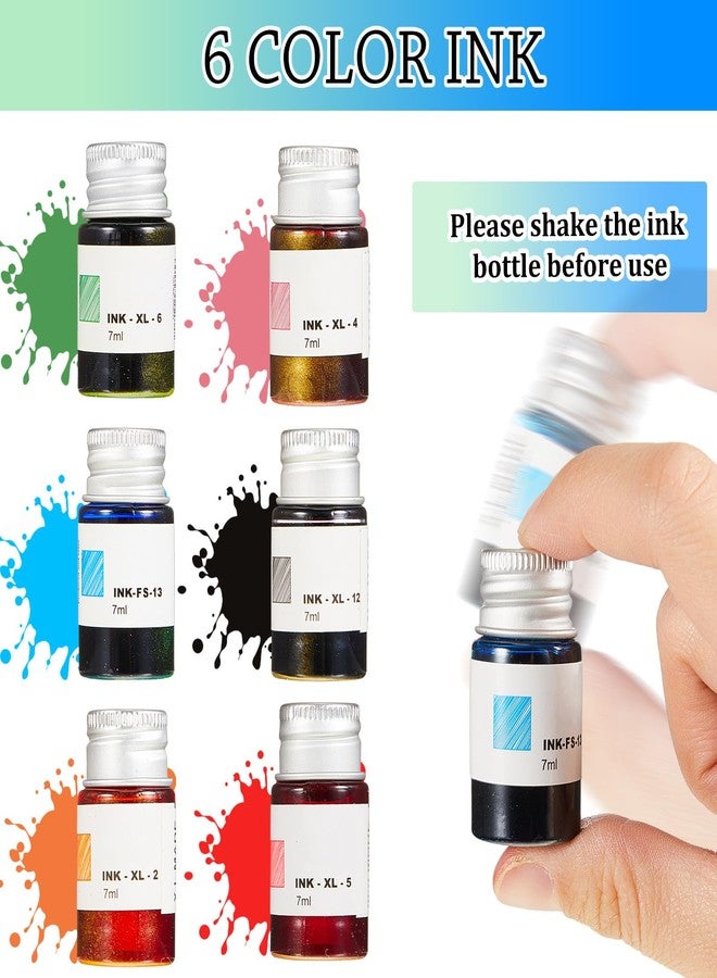 Zonon Glass Dipped Pen Ink Set 14 Pcs Include 6 Pcs Glass Dip Pen, 6 Colorful India Ink and 2 Pen Holder Crystal Glass Signature Pen Calligraphy Glass Pen for Art, Writing, Signatures, Gift Pen - Image 5