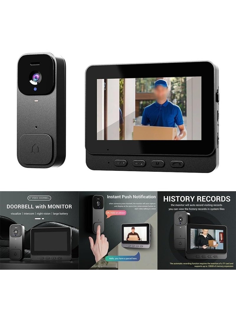 BlueFire Smart Video Doorbell with Display Wireless Doorbell Camera 4.3 Inch HD Video Monitor Two Way Intercom Black - Image 5