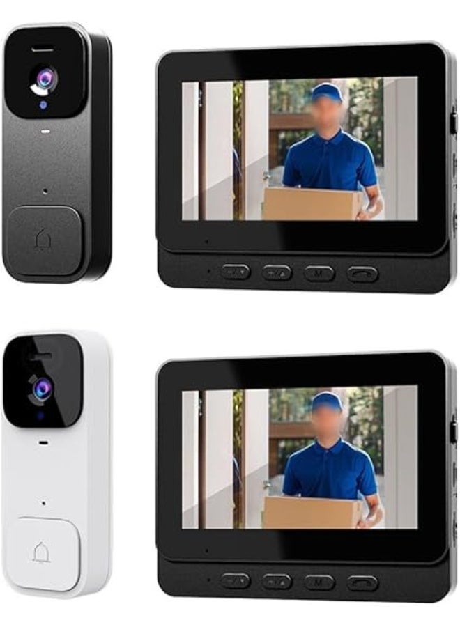 BlueFire Smart Video Doorbell with Display Wireless Doorbell Camera 4.3 Inch HD Video Monitor Two Way Intercom Black - Image 2