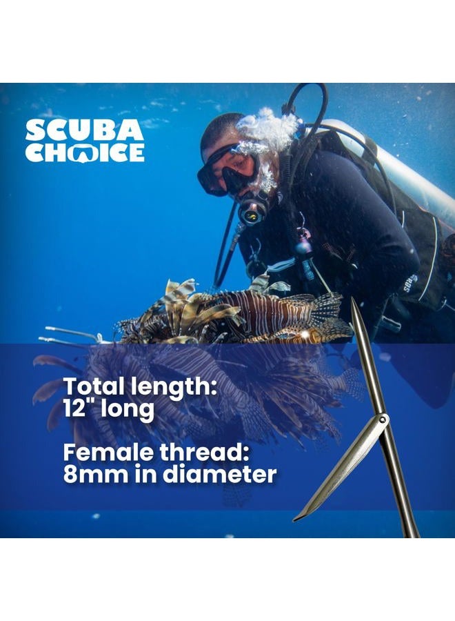 Scuba Choice 12" Stainless Steel Pole Spear Tip 8mm Female Single Barb Head – Durable Replacement Spearfishing Tip for Cold Water & Ice Fishing (Thread Diameter: 14.2mm, line: 1.25mm) - Image 3