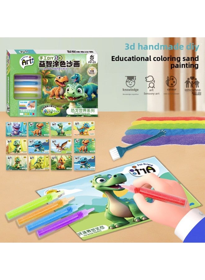 Children Princess Sand Painting Color Sand Puzzle DIY Handmade Kindergarten Creative Dinosaur Painted Suit Gift For Women-Color:Unicorn Sand Painting [small Gift Box] - Image 4