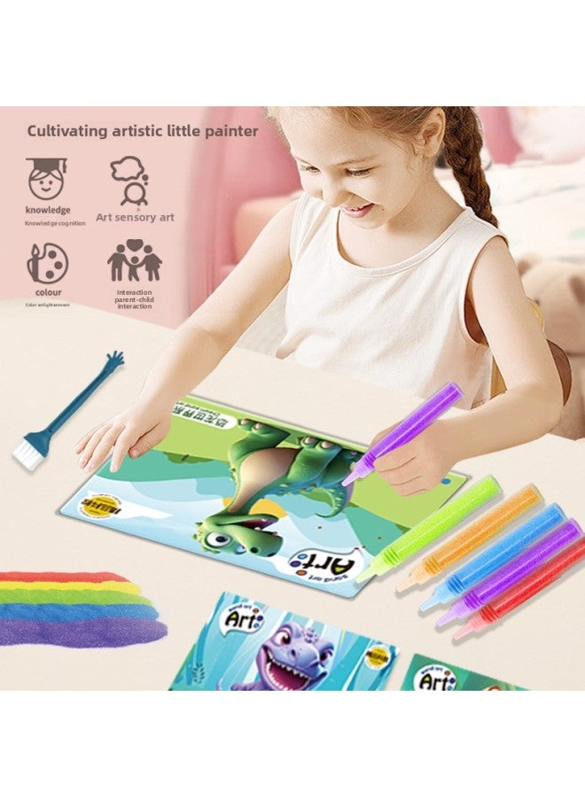 Children Princess Sand Painting Color Sand Puzzle DIY Handmade Kindergarten Creative Dinosaur Painted Suit Gift For Women-Color:Unicorn Sand Painting [small Gift Box] - Image 3