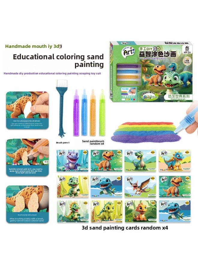 Children Princess Sand Painting Color Sand Puzzle DIY Handmade Kindergarten Creative Dinosaur Painted Suit Gift For Women-Color:Unicorn Sand Painting [small Gift Box] - Image 5