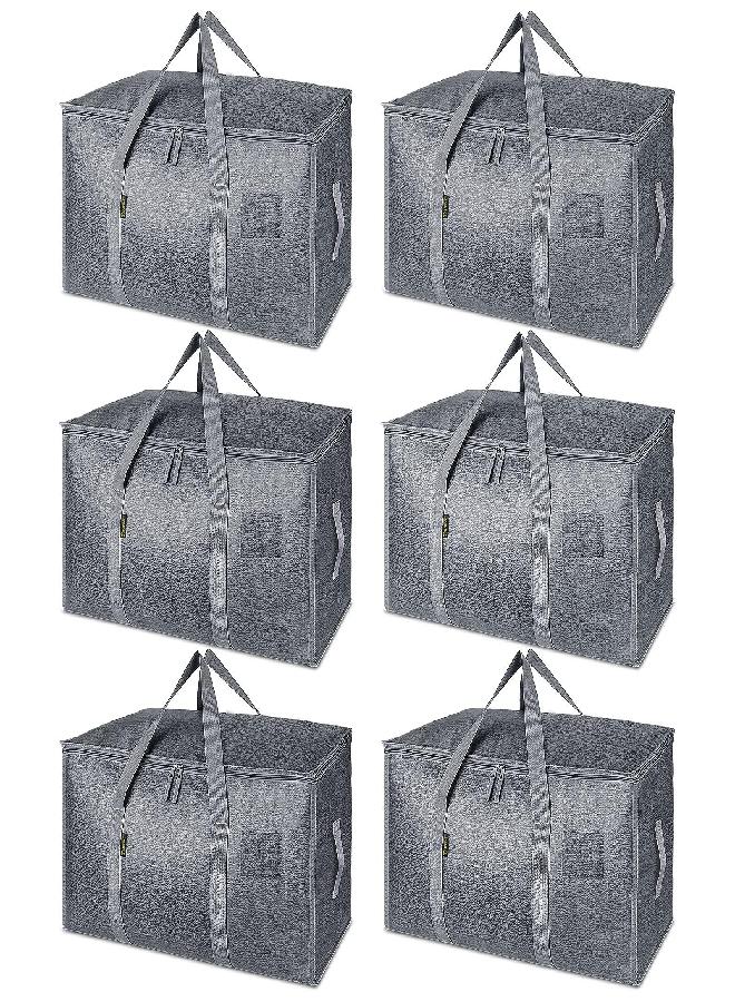 Baleine BALEINE 6-Pack Oversized Moving Bags with Reinforced Handles, Heavy-Duty Storage Tote for Clothes, Moving Supplies (Winter Grey, 6-Pack) - Image 1