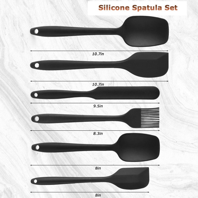 HANSGO Silicone Spatula Set, 6 PCS Food Grade Kitchen Utensils with Silicone Brush, 480Â°F Heat Resistant Non Stick Rubber Spatula for Scraping, Cake Baking, Cooking, Mixing, Dishwasher Safe - Image 2
