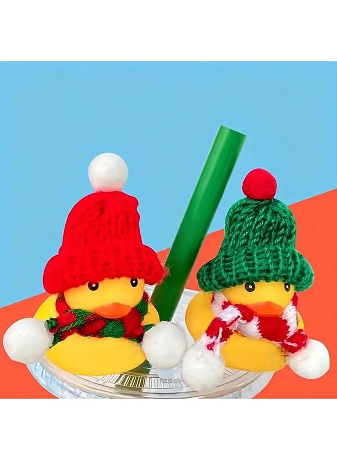 28 Pcs Mini Christmas Knitted Hat and Scarf Set Red Green DIY Crafts Ornaments - Image 3