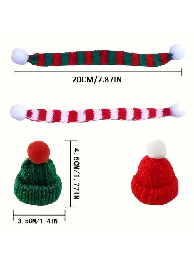 28 Pcs Mini Christmas Knitted Hat and Scarf Set Red Green DIY Crafts Ornaments - Image 4
