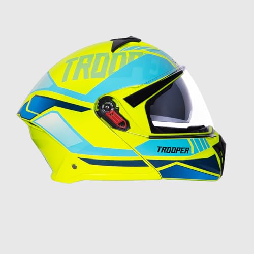 STUDDS Trooper DV D1 ISI and DOT Certified Gloss Finish Flip-up Full Face Helmet for Men and Women with Inner Sun Visor (Yellow N1 M) - Image 2