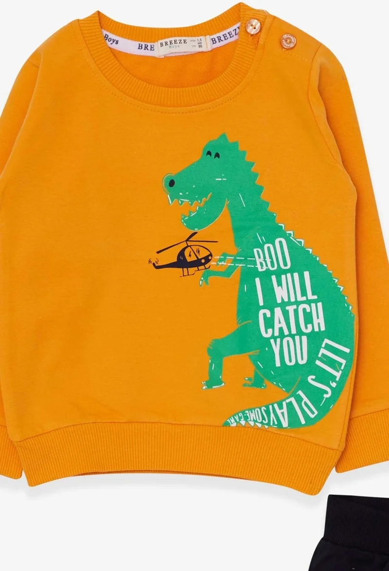 بريز Breeze Boys Tracksuit Set Dinosaur Printed Mustard Yellow (1.5-5 Years)