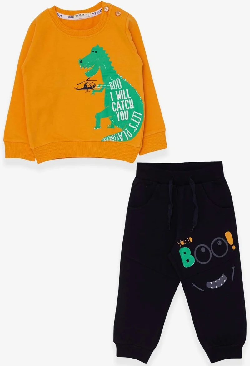 بريز Breeze Boys Tracksuit Set Dinosaur Printed Mustard Yellow (1.5-5 Years)