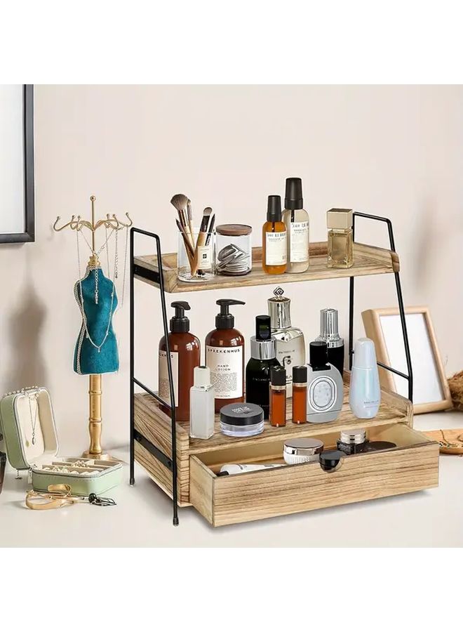 Brown Coffee Bar Accessories And Organizer Countertop Coffee Station Organizer Kitchen Counter Shelf For Cup Lid Holder Storage - Image 1