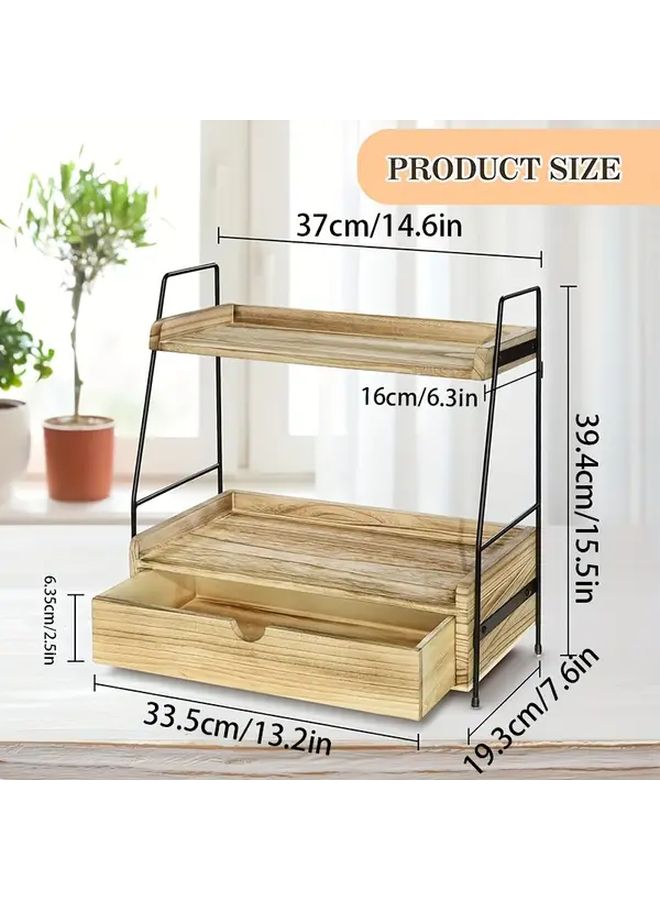 Brown Coffee Bar Accessories And Organizer Countertop Coffee Station Organizer Kitchen Counter Shelf For Cup Lid Holder Storage - Image 3
