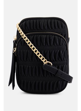 Moda Luxe Women Solid Cross Body Bag 20 L x 14 H x 4 W cm, Black  - Image 1