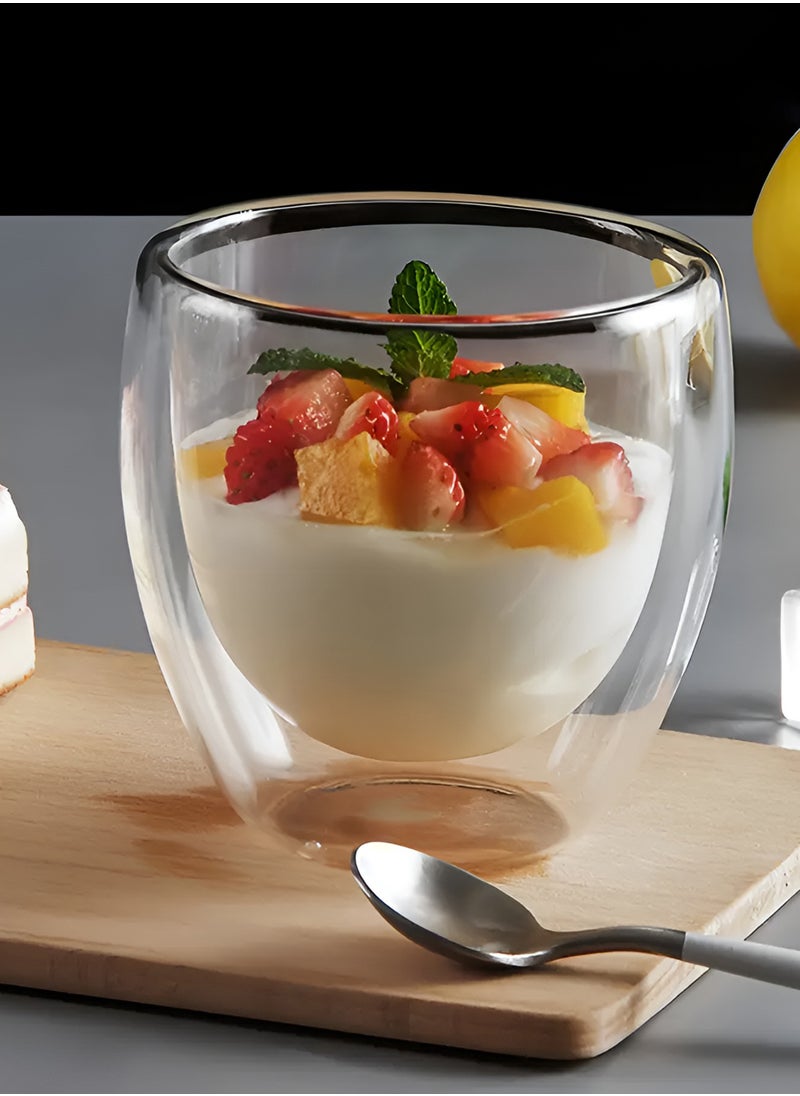 Toshionics Premium Double Wall Glass Borosilicate Glass 250ml Heat and Cold Resistant Insulated Glass Cup for Espresso Cappuccino Latte Tea Milk Wine Double Layer Clear Shot Glass Perfect for Home Office Bar Restaurant Shops Special Occasions Birthdays Anniversaries Valentine's Day and Ramadan (Set of 6)  - Image 4