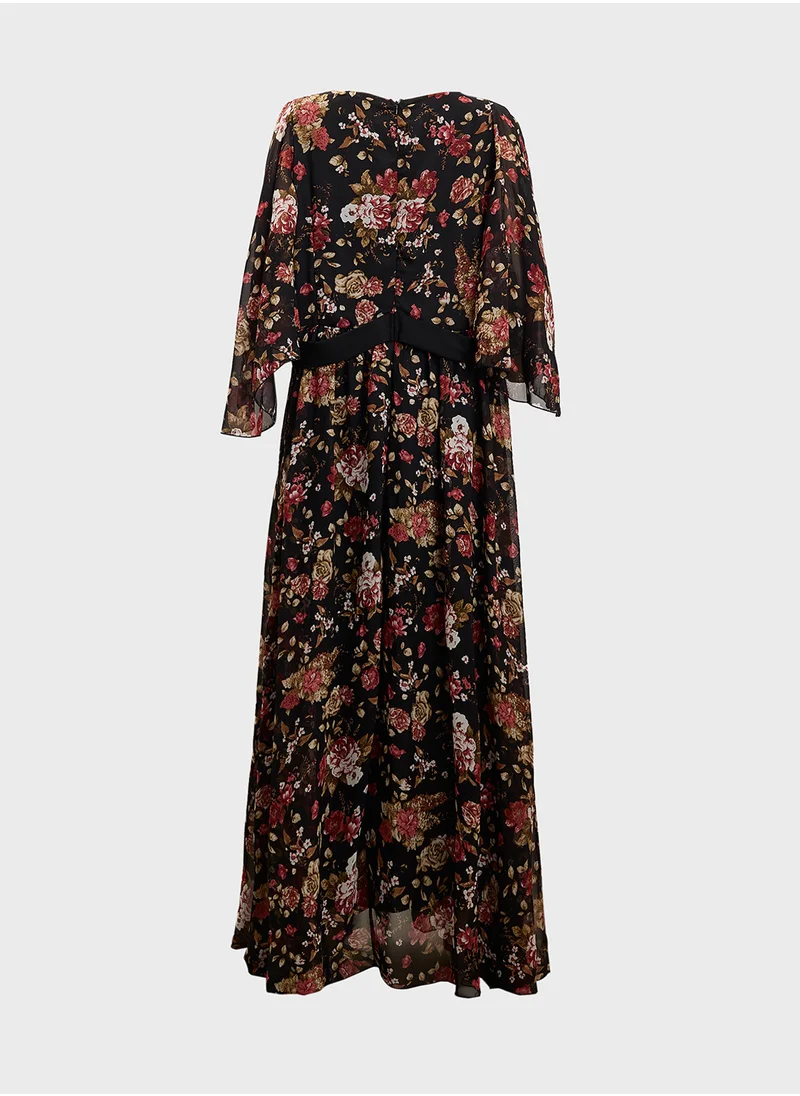 خزانة Plus Size Floral Print Dress