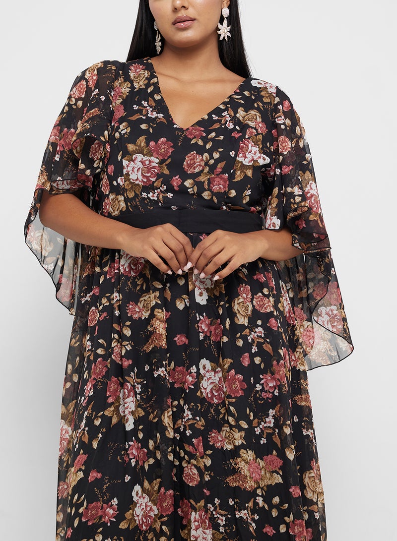 خزانة فستان ماكسي شيفون بنقشة الزهور - Image 3