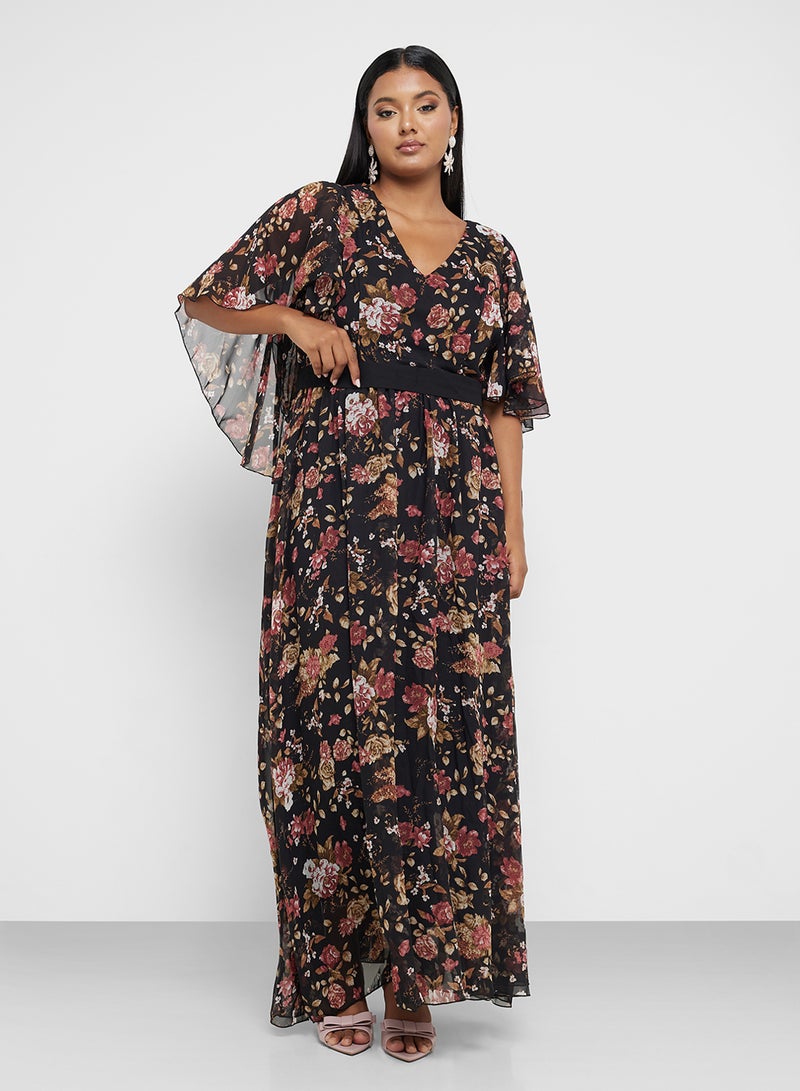 خزانة فستان ماكسي شيفون بنقشة الزهور - Image 4