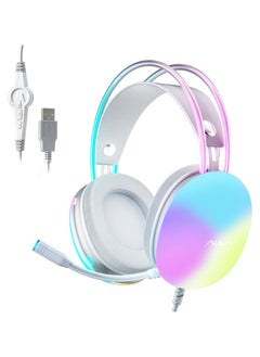 AULA S505 Gaming Headset with Mic for PC,Wired Gaming Headphone,RGB Rainbow Backlit,Virtual 7.1 Surround Sound, 50mm Driver, Soft Memory Earmuffs, Wired Laptop Desktop Computer Headset, Green  - Image 1