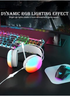 AULA S505 Gaming Headset with Mic for PC,Wired Gaming Headphone,RGB Rainbow Backlit,Virtual 7.1 Surround Sound, 50mm Driver, Soft Memory Earmuffs, Wired Laptop Desktop Computer Headset, Green  - Image 4